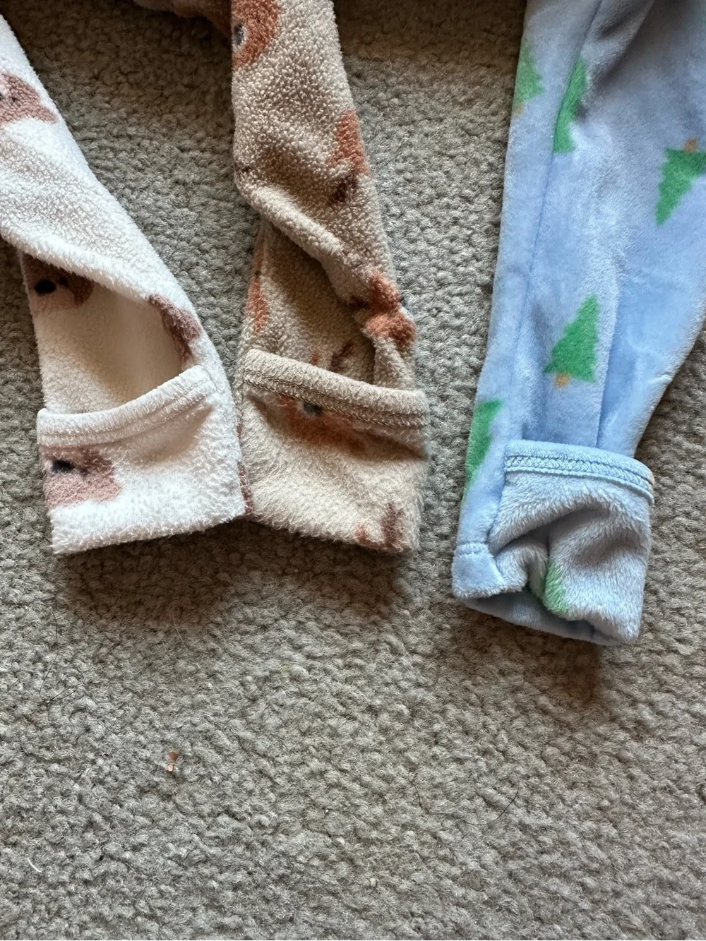 Old Navy lot of 3 fleece/velvet 2-way zip sleep & play footed pajamas 3-6 months